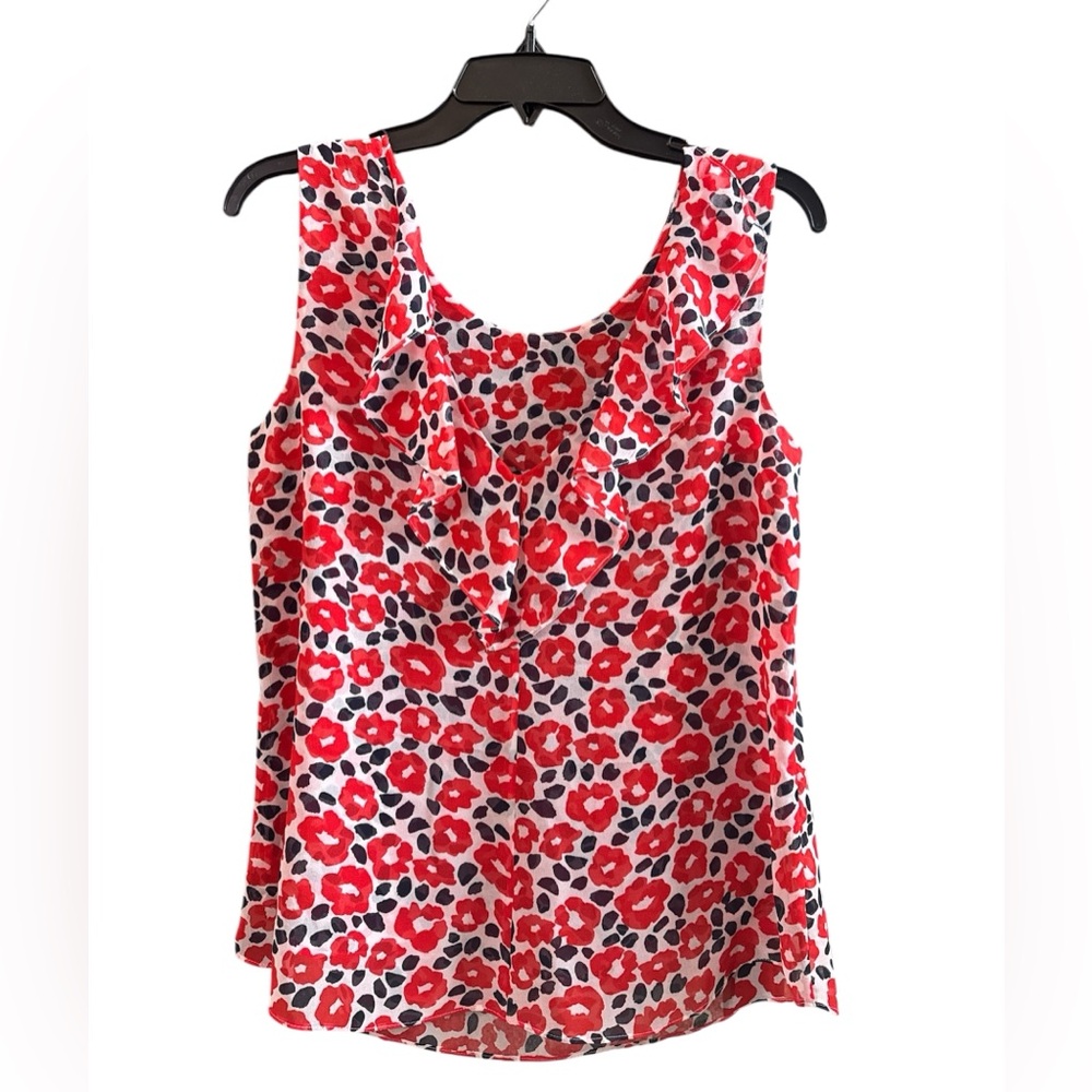 CAbi Red and Black Poppy Sleeveless Blouse